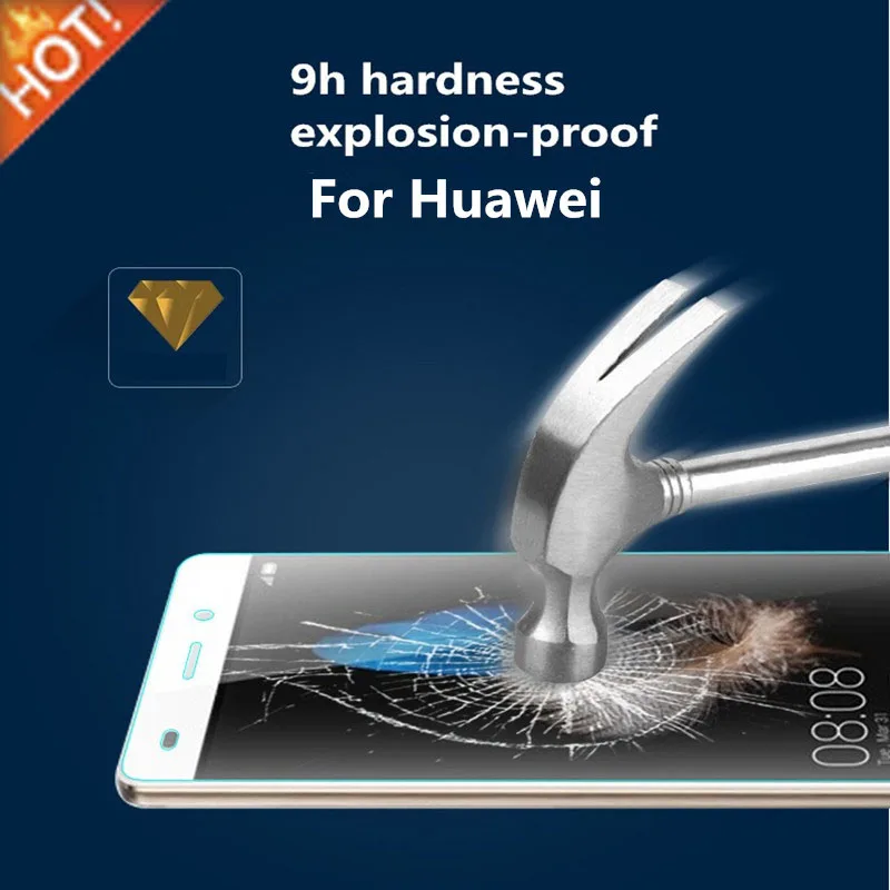 0 33 мм Закаленное стекло протектор экрана чехол для Huawei P8 P9 P10 Lite Y3C Y5C Y6II Honor 3C 4C 5C 5X 6X