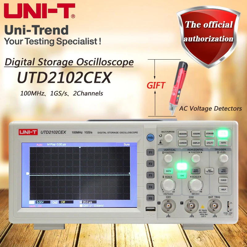 UNI T UTD2102CEX 100MHz цифровой осциллограф/2 канальный/1GS/s частота дискретизации|storage