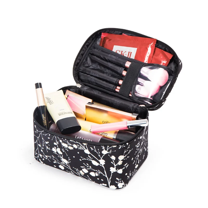 BagINBAG новый черный органайзер для косметики с цветочным рисунком сумка