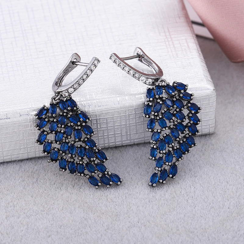 YANMEI Luxury Crystal Feather Stud Earrings For Women Symmetry Elegant Earring Boucles D'oreilles YME8063 | Украшения и