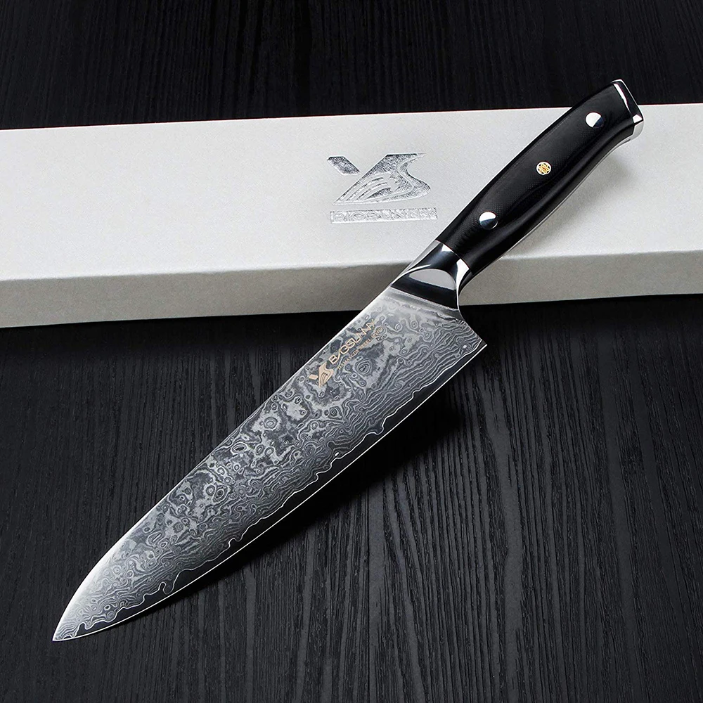 BIGSUNNY Kitchen Chef Knife Set - 8&quot &amp 7&quot Santoku with Ergonomics G10 Handle Damascus Steel 2 Piece Gift | Дом и сад