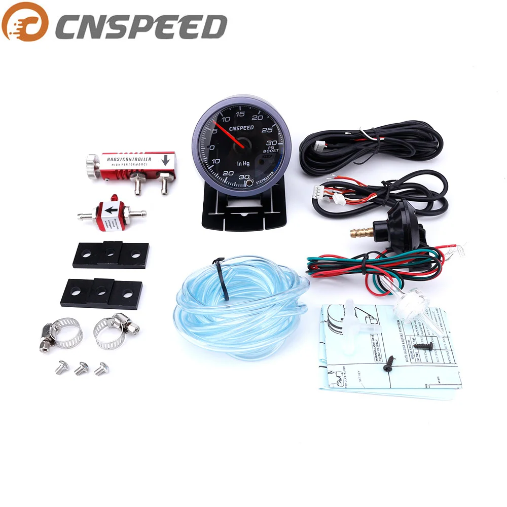 CNSPEED 60 мм турбо Boost Gauge 30PSI+ Регулируемый контроллер турбо ускорения комплект 1-30PSI YC101412+ YC100211