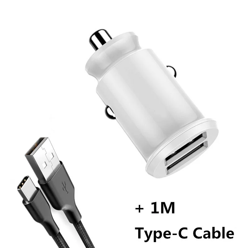 White Type C Calbe 2 порта USB Автомобильное зарядное устройство для мобильного телефона планшета gps 3.1A быстрое зарядное устройство Мини Автомобильное зарядное устройство s двойной USB автомобильный адаптер зарядного устройства для телефона в автомобиле - Тип штекера: White Type C Calbe