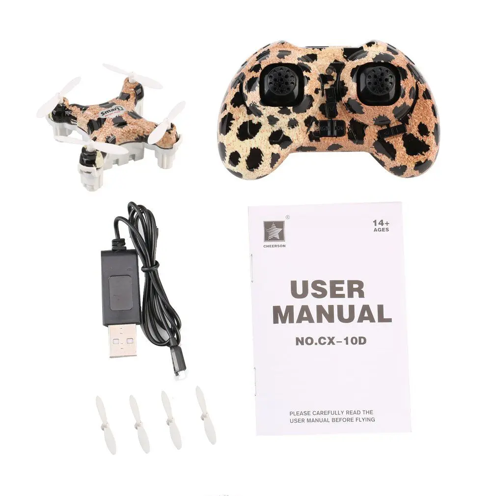 Leopard CX-10D мини-Дрон 2,4 ГГц 4CH 6-осевой гироскоп вертолет Micro RC умный Квадрокоптер RTF CX10 CX10W обновления для детей - Цвет: Leopard