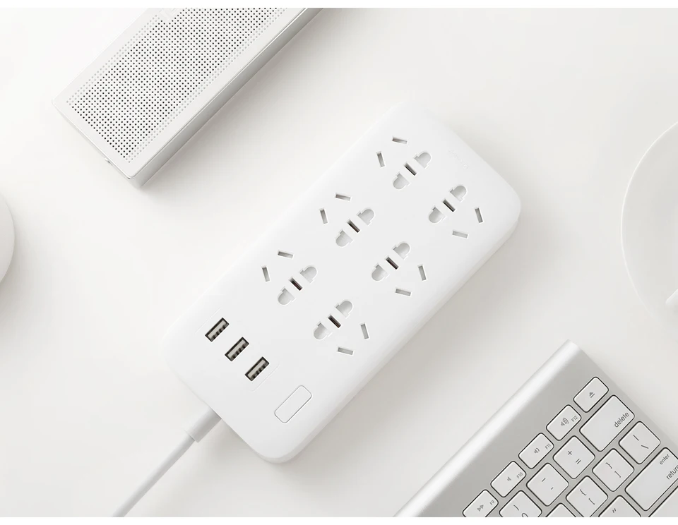 Xiaomi Mijia power Strip 1,8 m(5.9ft) 6 розеток 10A 250V 2500W 3USB порта 5V 2.1A Быстрая зарядка защита от перегрузки Высокое качество Pl