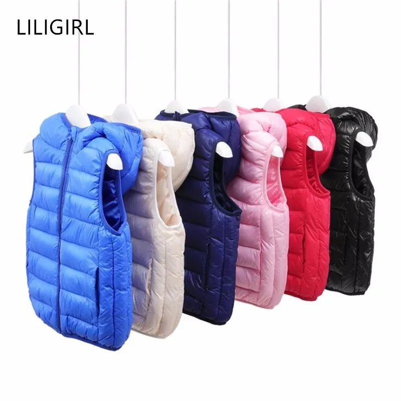 LILIGIRL/куртка-жилет с капюшоном для маленьких мальчиков и девочек хлопковый жилет