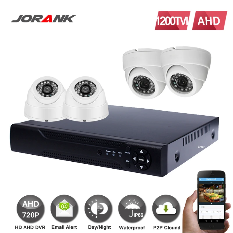Система видеонаблюдения JORANK4CH AHD 4 канальная система DVR s 1200TVL купольная камера