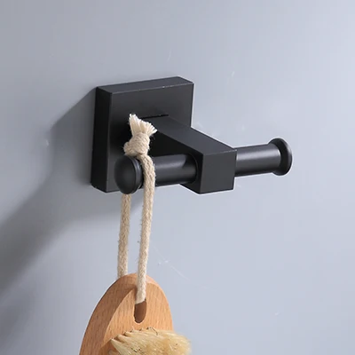 cloth hook Черный аксессуар для ванной комнаты, черная Полка для полотенец, держатель для бумаги, держатель для полотенец, матовая черная полка для ванной комнаты, алюминиевый аксессуар для ванной комнаты - Цвет: cloth hook
