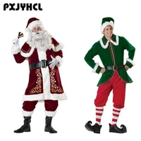 2 style christmas santa claus cosplay costume for men adult fancy clothing set green holiday elf santa claus helper costume