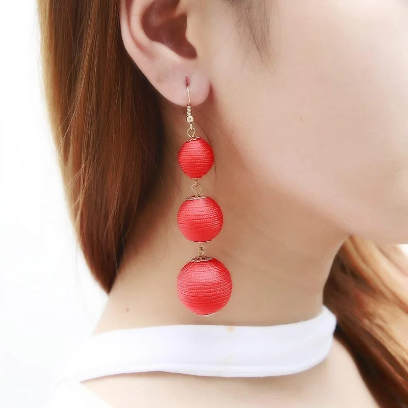 2018 Модные женские серьги аксессуары висячие с кисточками и помпоном