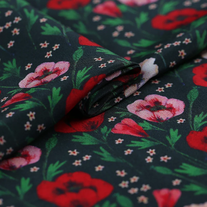 

Digital painting silk crepe de chine fabric summer clothing silk fabric for dress crepe silk fabric wholesale silk cloth