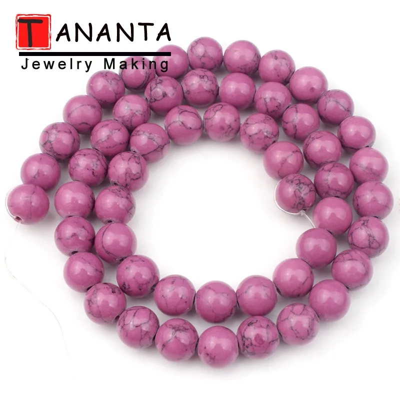 Purple Turquoise 4 6 8 10 мм 15 ''Агаты бирюзой Песчаник серьги из натурального аметиста камень из натуральной лавы бусины для самостоятельного изготовления ювелирных изделий Цепочки и ожерелья браслета - Цвет: Purple Turquoise