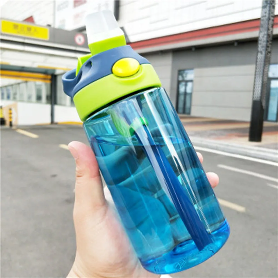 Blue Transhome тритановая бутылка для воды с соломинкой детские бутылки для питьевой воды для детей Детская Спортивная бутылка для воды Bpa бесплатно посуда для напитков - Цвет: Blue