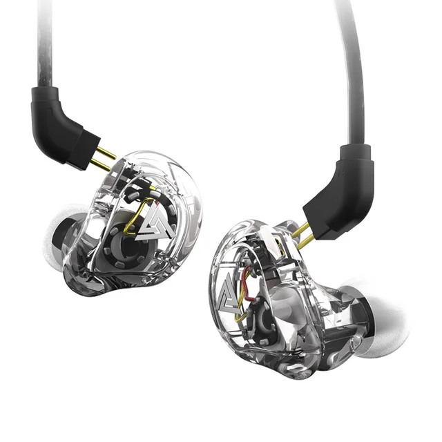 PIZEN VK1 коаксиальный 4 единицы Hi-Res в ухо наушники HIFI DJ монитор спортивные наушники крючок гарнитура вкладыши fone de ouvido audifonos - Цвет: Transparent no mic