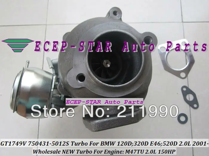 Турбокомпрессор GT1749V 750431 5012S для BMW 120D 320D E46 520D 01 M47TU 2.0L 150HP бесплатная доставка|turbo