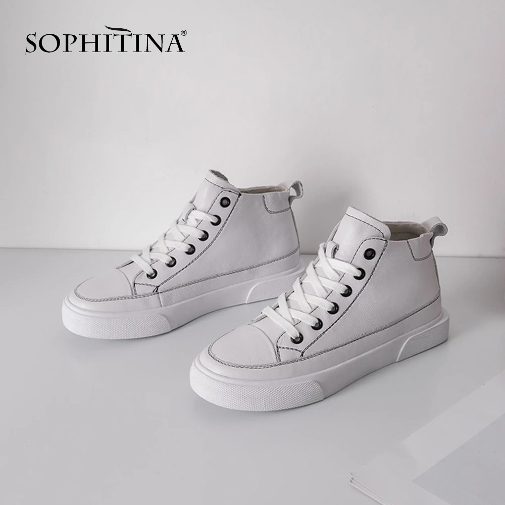 Женские туфли из натуральной кожи SOPHITINA Прошитые повседневные на плоской подошве