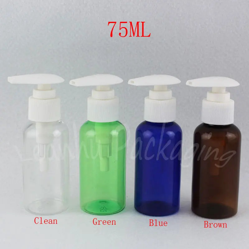75ML Round Shoulder Plastic Bottle With Lotion Pump , 75CC Lotion / Shampoo Sub-bottling , Empty Cosmetic Container