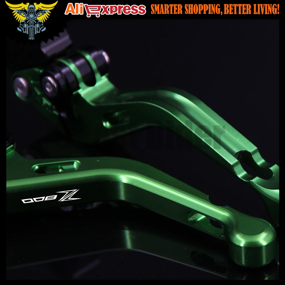 

For Kawasaki Z800/E version 2013 2014 2015 2016 With Logo(Z800) Green Adjustable 2 finger Short Motorcycle Brake Clutch Levers