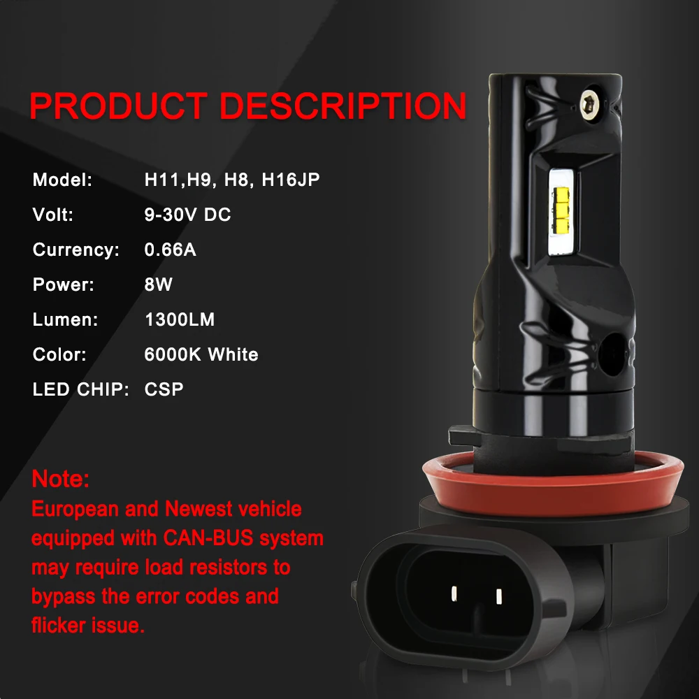 AUXITO 1200LM H8 H11 LED Fog Lights Bulb 9005 Error Free 12V Car DRL Lamp Canbus For VW Volkswagen Jetta Golf 4 5 7 6 Passat B5