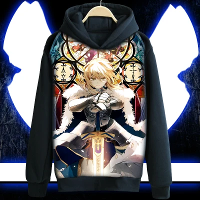 Аниме Fate stay night толстовка с капюшоном черное повседневное пальто косплей