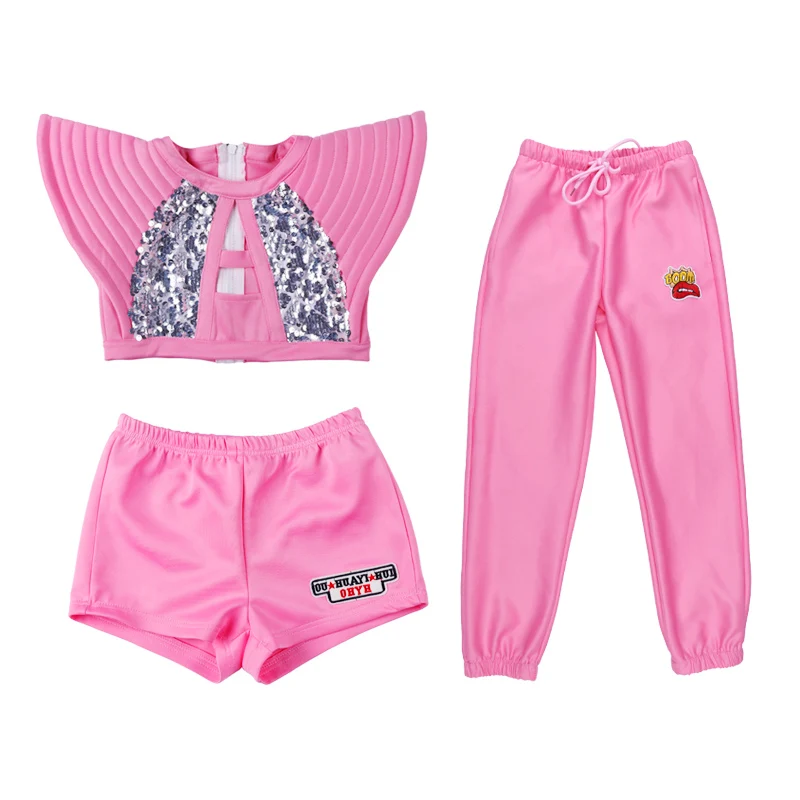 

New Children'S Jazz Dance Costumes & Girls Models Catwalk Costumes Hip Hop Dance Pink Suit Performance Stage Costumes DQL007