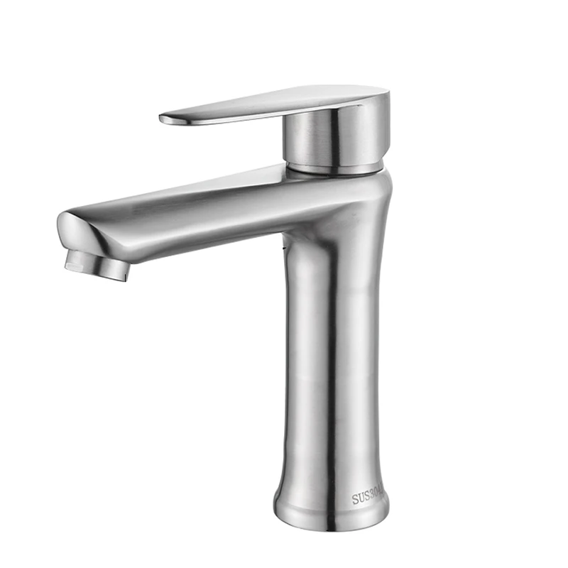 Brushed Nickel E Матовый Золотой смеситель для раковины Однорычажный квадратный кран для горячей и холодной воды на бортике для ванной комнаты смеситель для раковины одно отверстие - Цвет: Brushed Nickel E