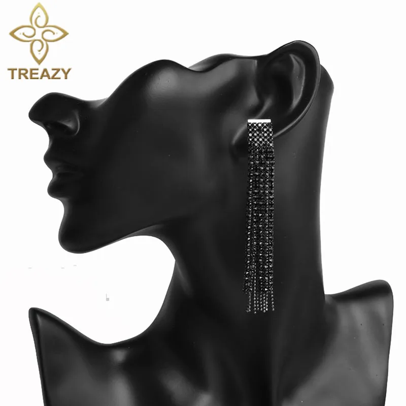 TREAZY винтажные длинные серьги с кристаллами для женщин