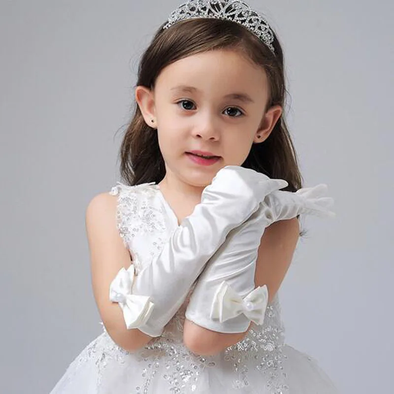 1 Pair New Long Girl Gloves Bowknot Princess Solid for Children's Day Cute Prom Dance Birthday Party Accessories Mittens | Аксессуары