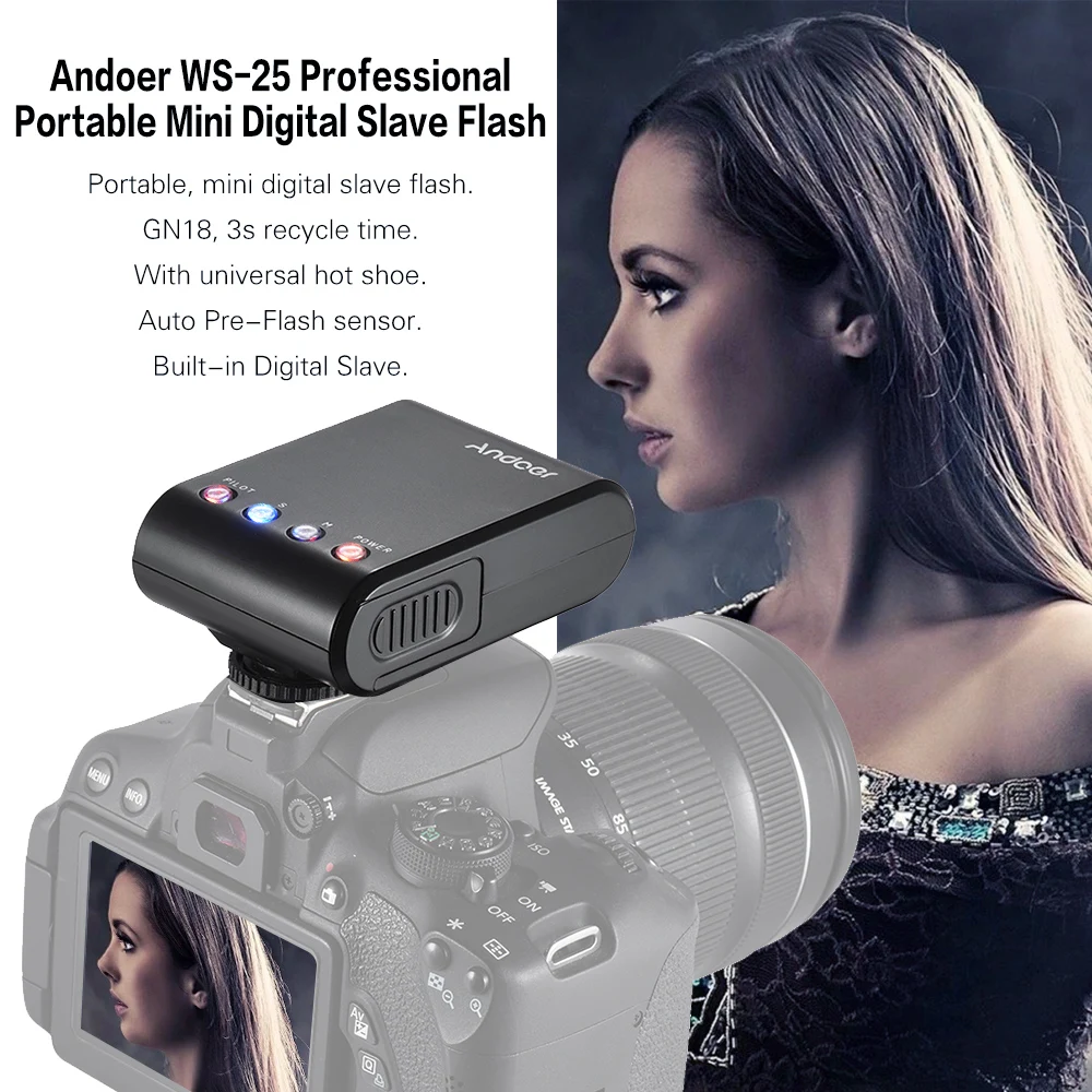 Портативная цифровая мини вспышка Andoer Вспышка Speedlite с универсальным горячим