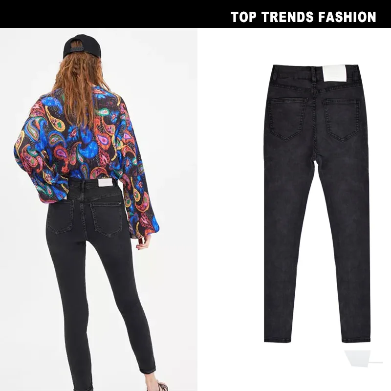 Women Black high waisted skinny Jeans Denim Pencil Pants calsas jeans femininas 2768 | Женская одежда