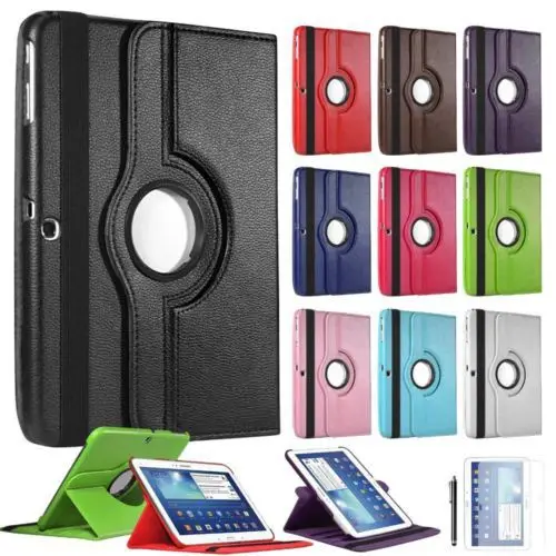 For Samsung Galaxy Tab 3 10.1 inch P5200 P5220 P5210 Tablet PU Leather Case Cover 360 Rotating Smart Stand Screen Protector | Компьютеры и