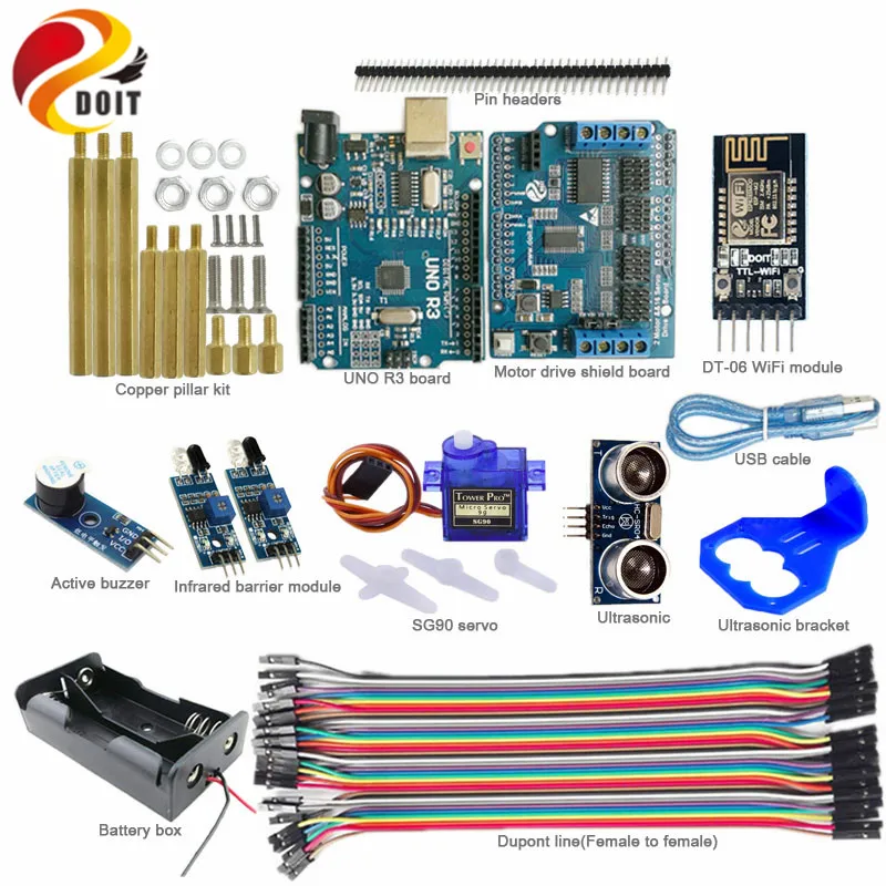 Комплект управления DOIT с Wi Fi платой Arduino UNO и щиткой привода двигателя для ИК