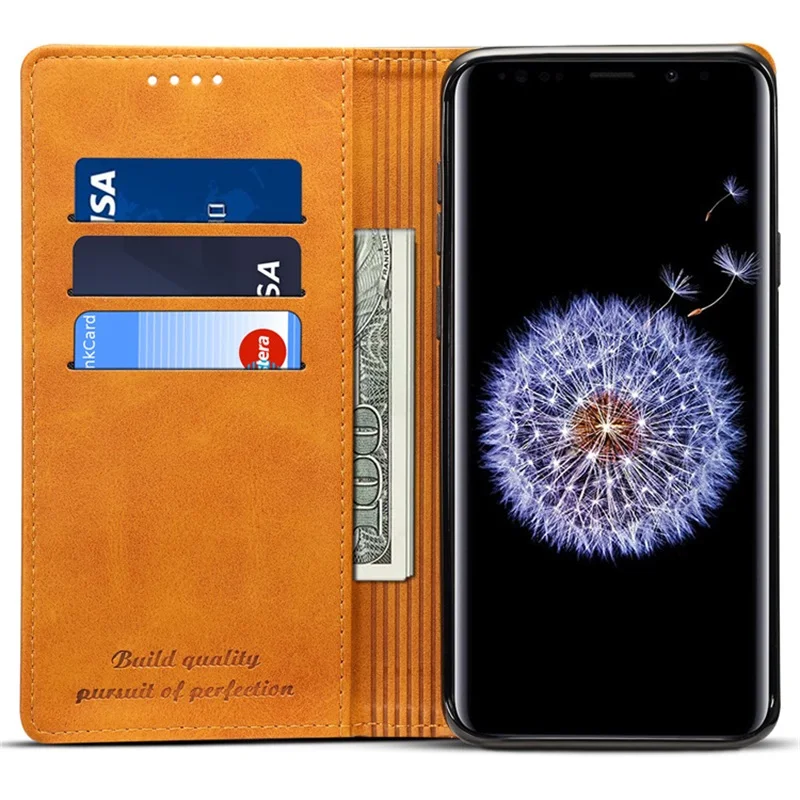 Роскошный кожаный кошелек чехол для Galaxy S9 S10 с магнитной откидной крышкой samsung Plus