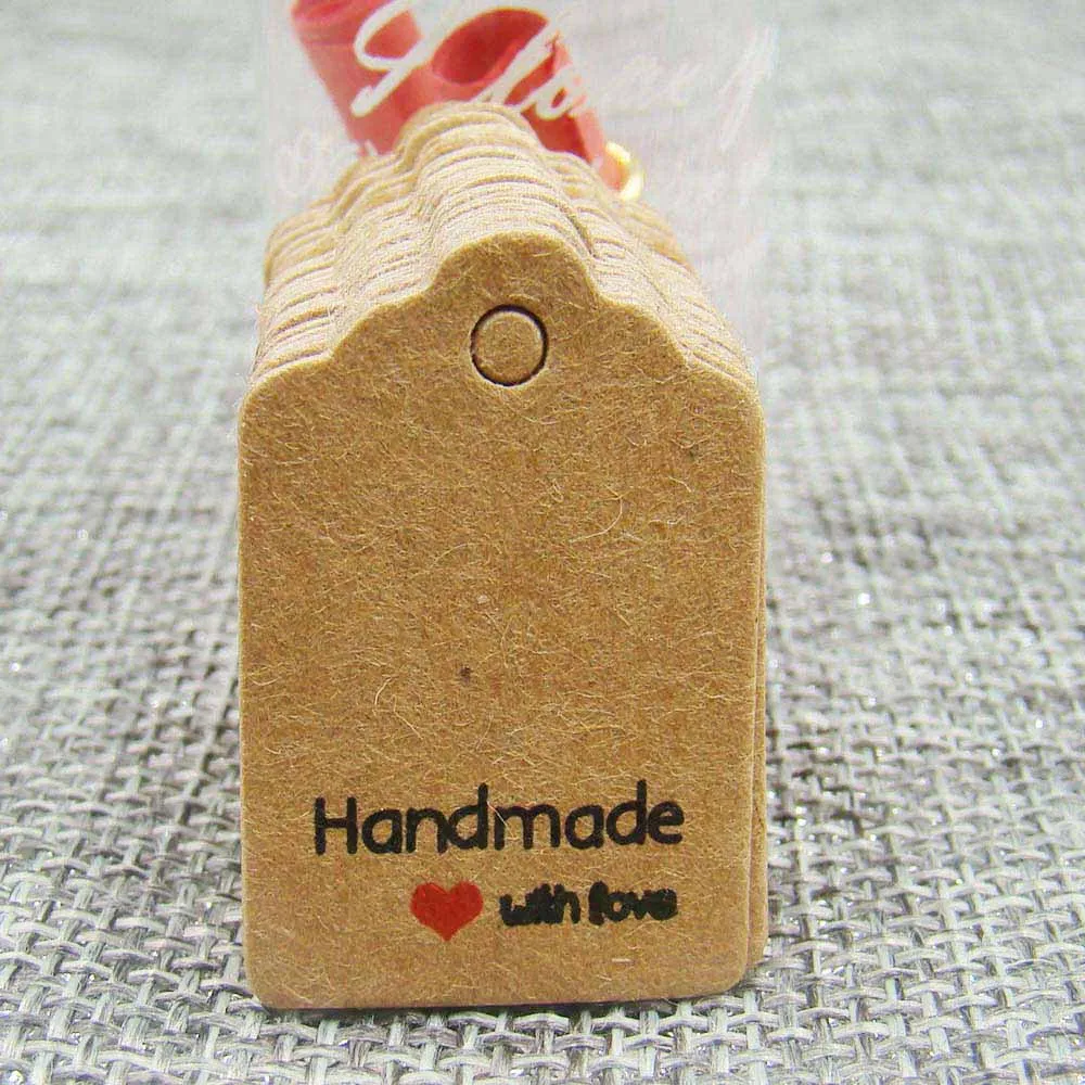 

Jewelry Kraft Hang Tag DIY Hande Made with Love Tag Hand Made Tag For Gift Packing Box Labels Custom Logo Cost Extra
