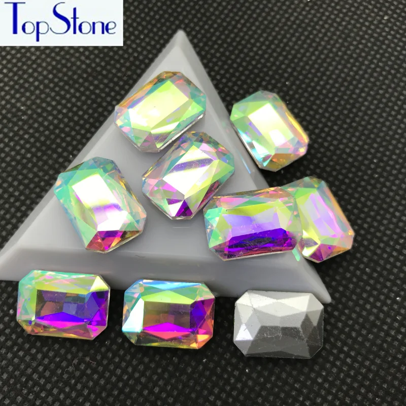 Кристально чистые AB стеклянные хрустальные Прямоугольные Каменные заостренные