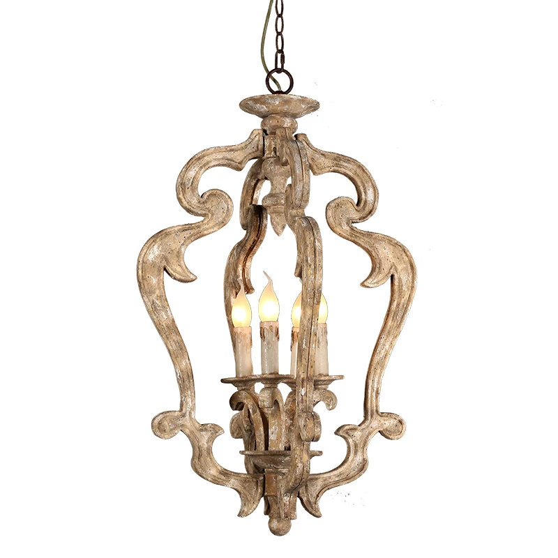 

American Retro Vintage Wood Restaurant E14 LED Pendant Light Fixture European Home Decor Dinning Room Creative Lamp Bedroom
