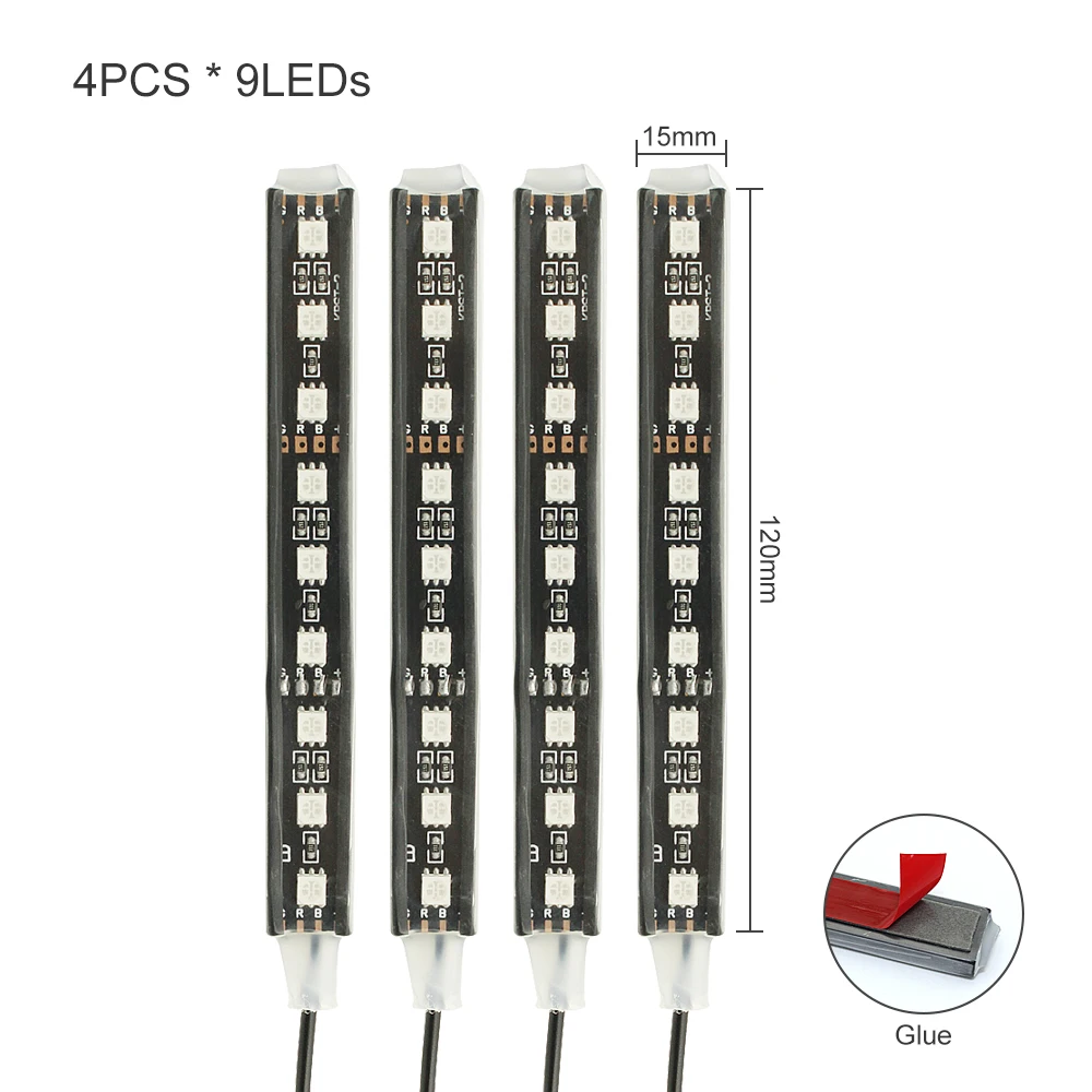 4 шт. 5050 9 SMD 10 Вт RGB LED комплект освещения салона автомобиля Стайлинг интерьера
