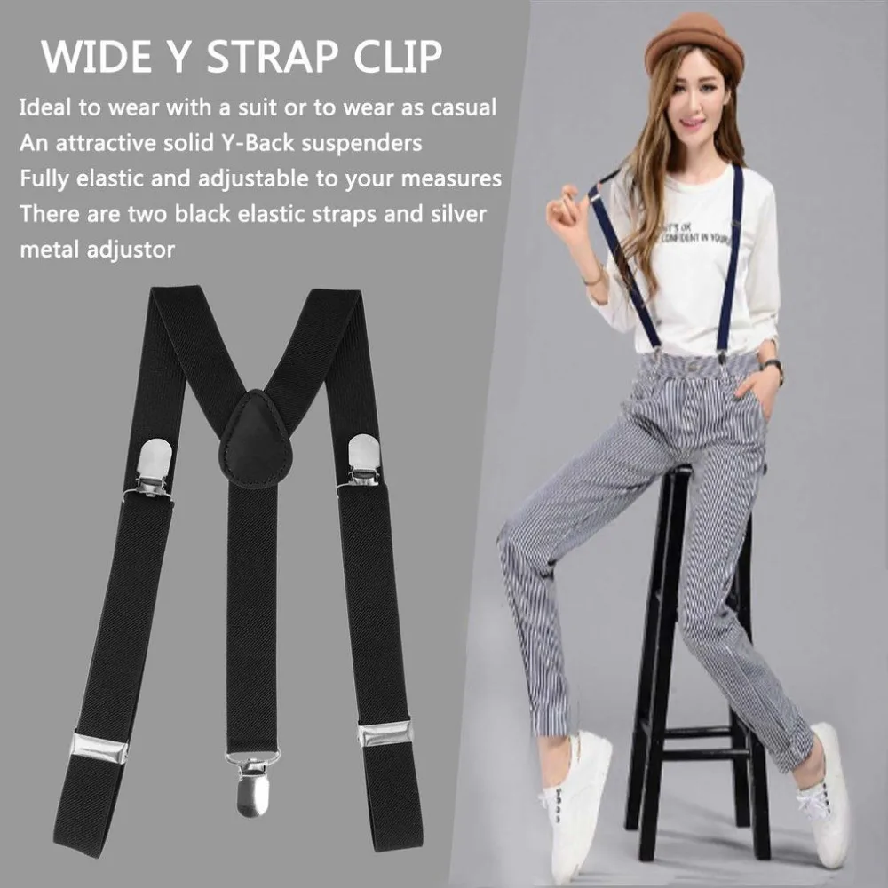 

Suspender Adjustable Brace Clip-on Adjustable Unisex Men Women Pants Braces Straps Fully Elastic Y-back Suspender Belt 2020