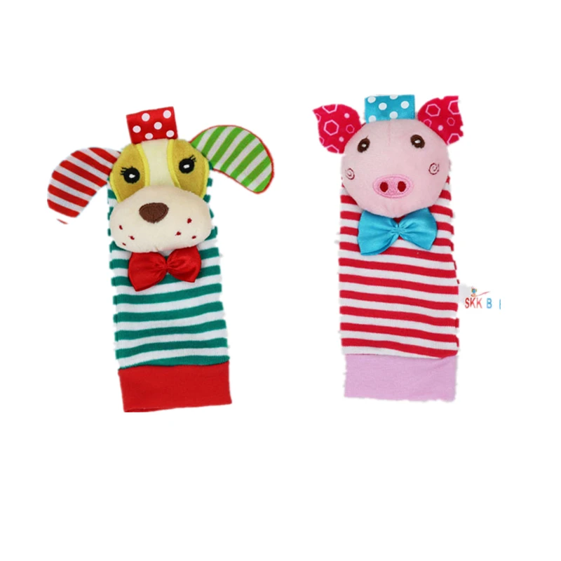 pig dog sock Переносная музыкальная игрушка для младенцев с мультяшным животным погремушка на запястье, плюшевые игрушки, погремушка, Детские сенсорные игрушки 0-12 месяцев - Цвет: pig dog sock