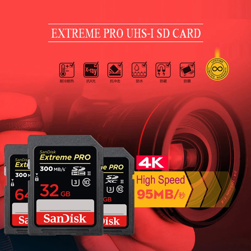 Карта памяти SANDISK EXTREME PRO SD карта sandisk extreme pro sd uhs II cand cartao de memoria carte car gopro kart флэш