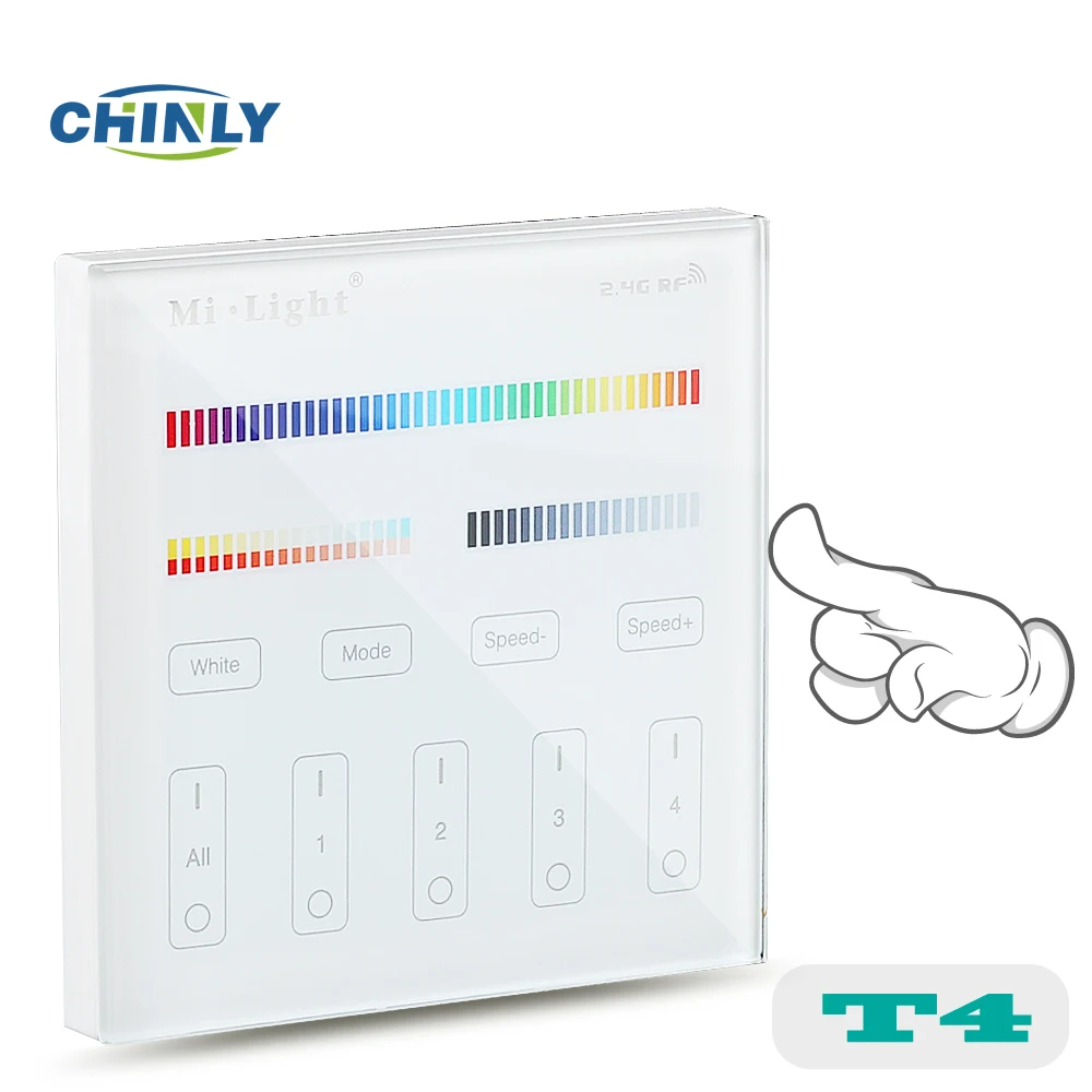 Milight T4 4 зоны RGB + CCT настенный светодиодный сенсорный выключатель Панель пульт
