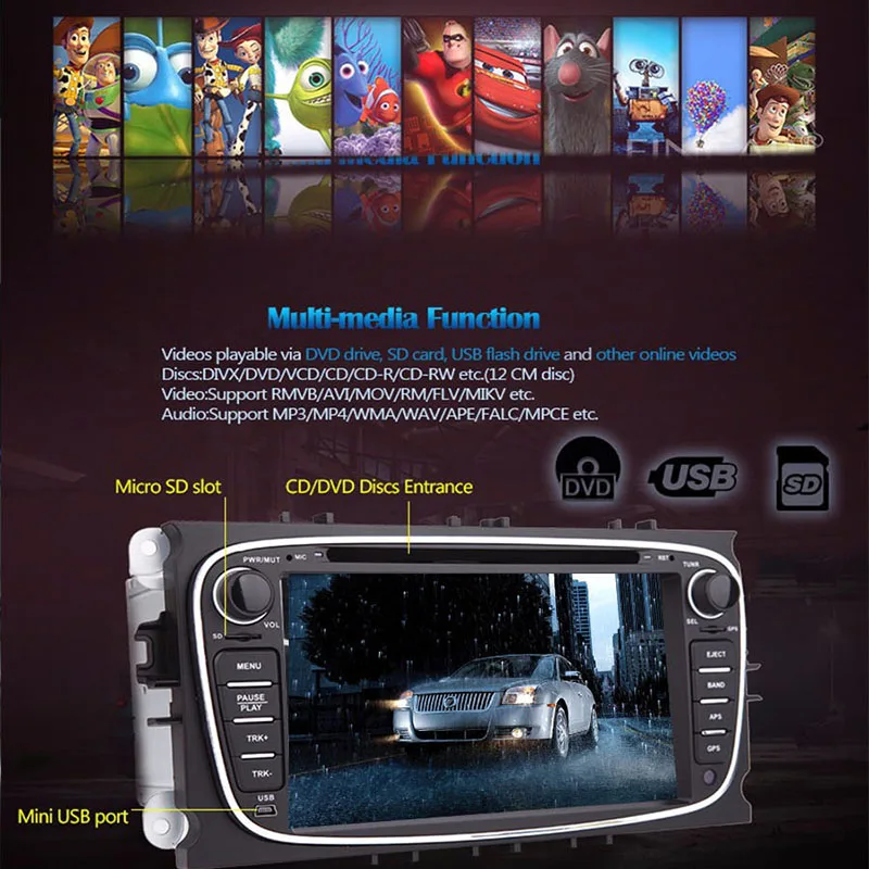 Четырехъядерный процессор Cortex A9 1 6 GHz Android 9 0 PC Автомобильный dvd плеер для Ford Focus Smax