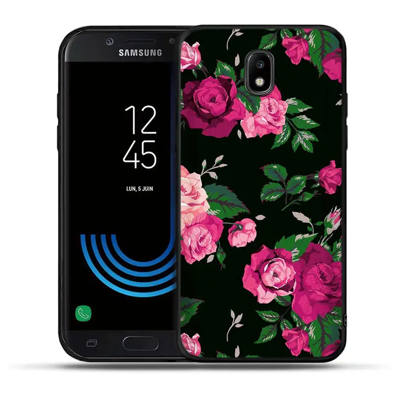 Роскошный чехол из ТПУ с черными розовыми красными цветами для samsung Galaxy J3 J5 J7 J2 Prime G530 j4 J6 Plus силиконовый чехол - Цвет: H1278