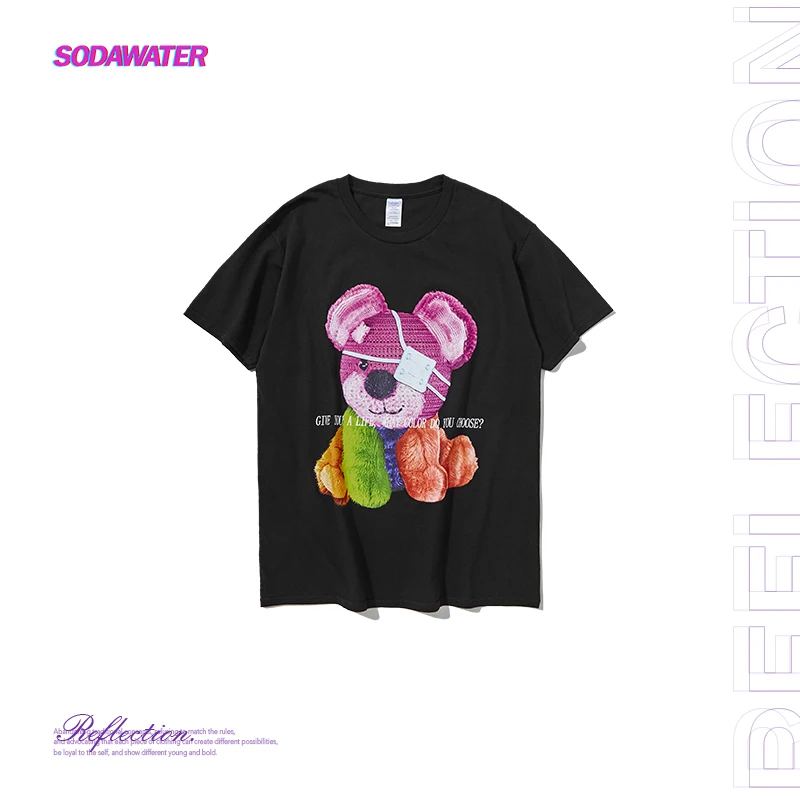 SODAWATER Toy Bear/футболка для девочек с принтом летние футболки Футболка круглым