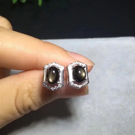 Женские серьги гвоздики из серебра 925 пробы с сапфиром 5 х7 мм|stud earrings|gem stud earringsnatural