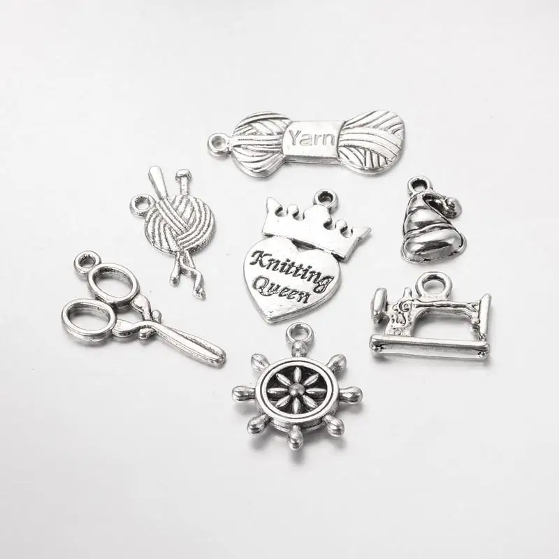 Смешанная тема вязания подвески из сплава в тибетском стиле без свинца античное