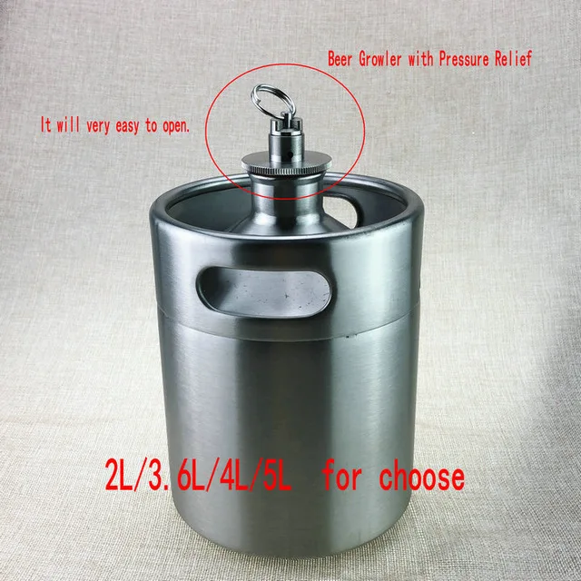 Homebrew пива из нержавеющей стали с крышкой клапана сброса давления 2L 3.6L 4L 5L мини