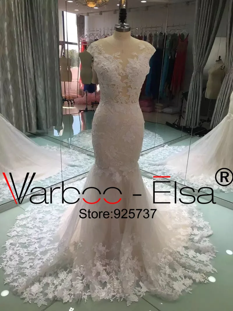 Кружевное свадебное платье русалка с аппликацией и цветами|robe mariage|vestido de noiva debridal