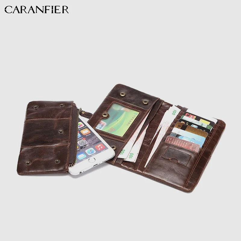 Мужской кошелек CARANFIER двойной из натуральной воловьей кожи с натуральным маслом