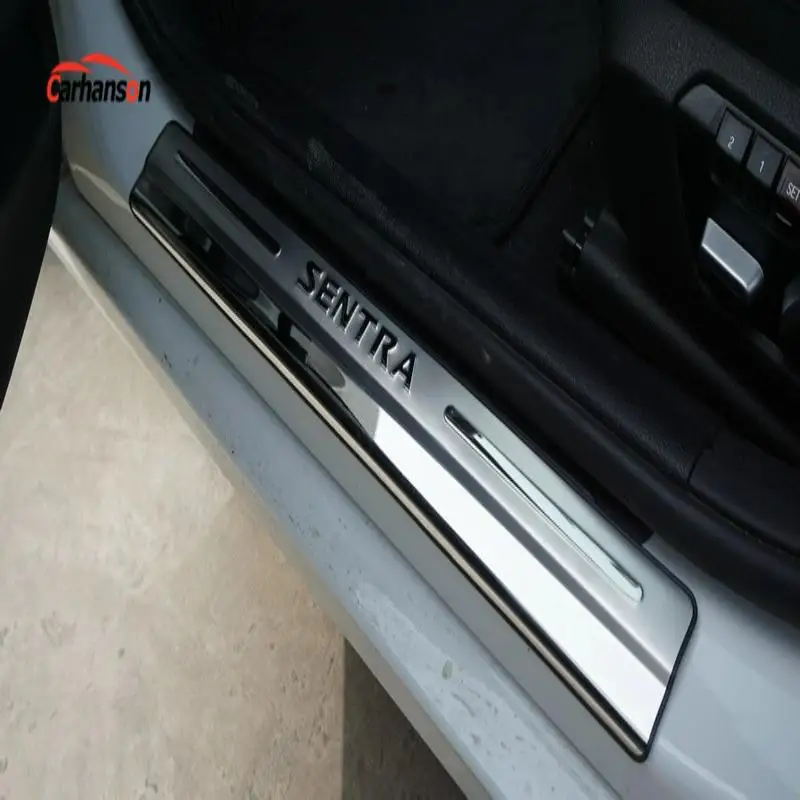 Аксессуары для автомобиля для Nissan Sentra, нержавеющая сталь, педаль подоконника, накладки на двери, 2010,,,,, автомобильные наклейки, 4 шт